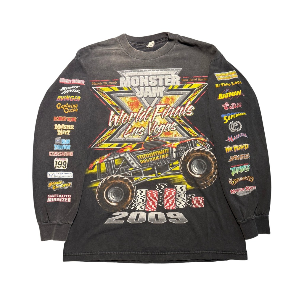 Vintage 2009 Monster Jam World Finals Las Vegas Long Sleeve Shirt Black Large